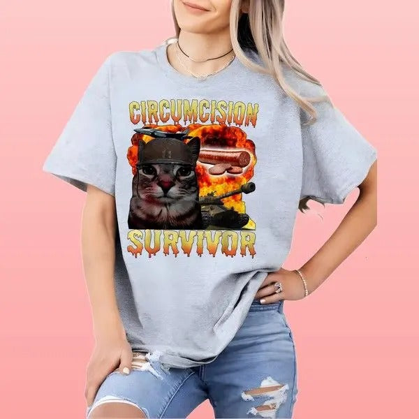 Brainrot Humor Funny Cat T-shirt Retro Design Customizable Bold Style Retro Graphic Hoodie, Sweatshirt | TeeBloomCo.com