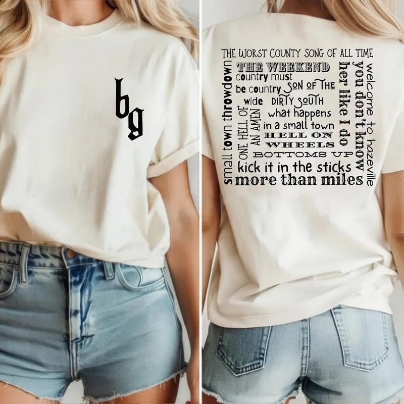 BrantIey GiIbert 2 Sides Tee, Country Rock Concert Outfit, Fan Merch, Cowboy T Shirt, Unisex Short Sleeve Tee Top...
