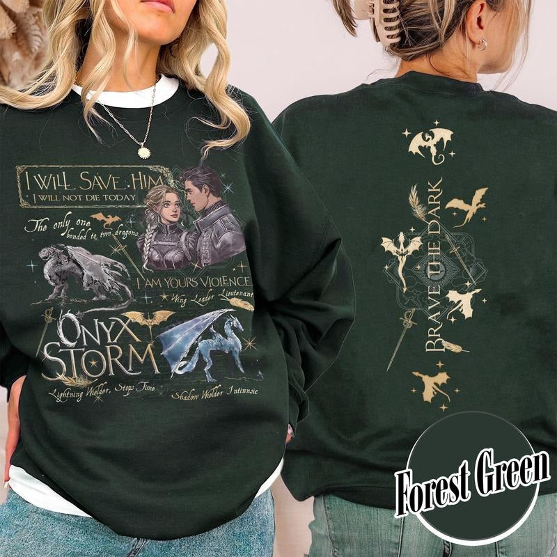 Brave the Dark Onyx Storm Sweatshirt, Onyx Storm Sweatshirt Bookish, Fourth Wing Sweatshirt, Violet Sorrengail...