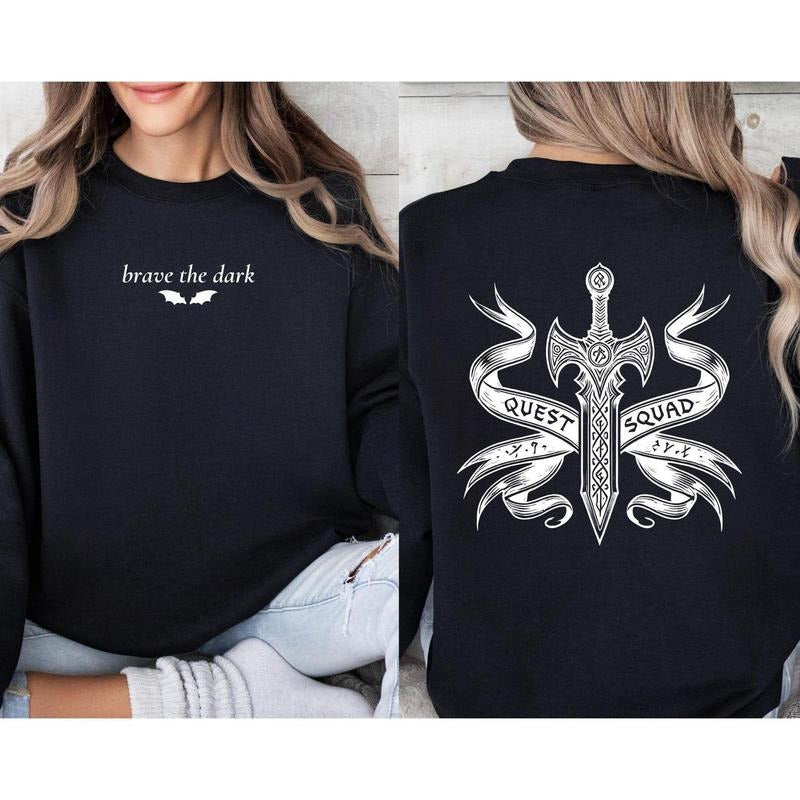 Brave the Dark Quest Squad Sweatshirt Fourth Wing Inspired Sweater Riders Quadrant Fantasy Merch Xaden Riorson Shirt Cozy...