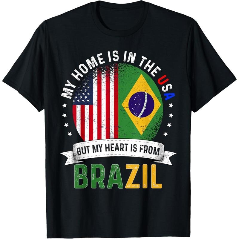 Brazilian American Patriot Heart is from Brazil Flag T-Shirt made in usa Hoodie, Sweatshirt | TeeBloomCo.com