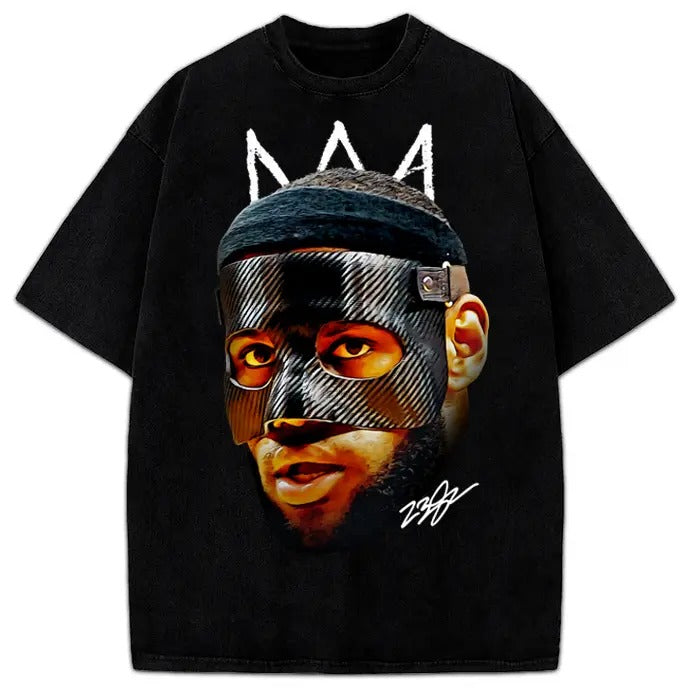 Bron James Mask Masked Bron Basketball Graphic Design King T-Shirt Crewneck Cotton Hoodie, Sweatshirt | TeeBloomCo.com