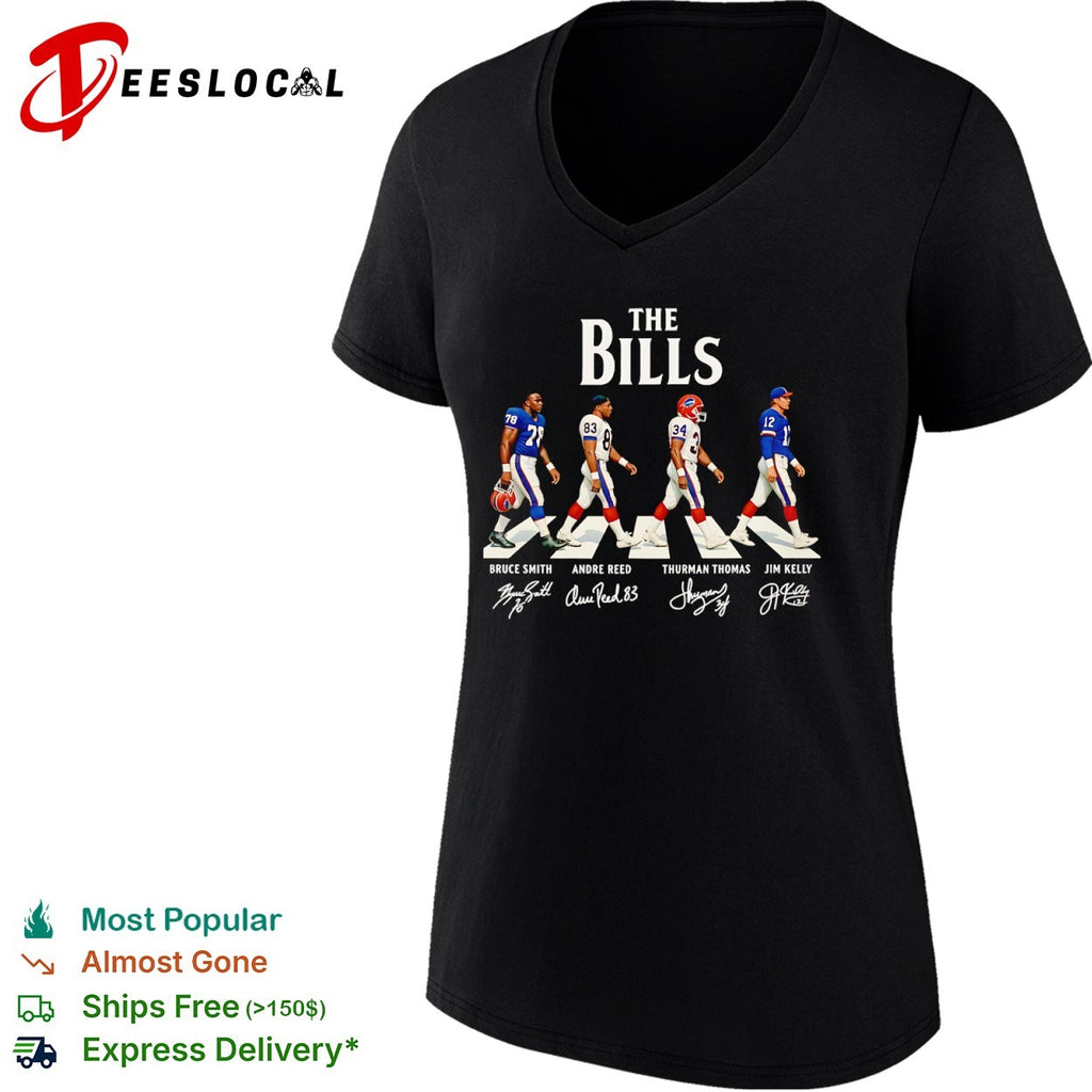 Bruce Smith Andre Reed Thurman Thomas Jim Kelly Buffalo Bills walking across shirt