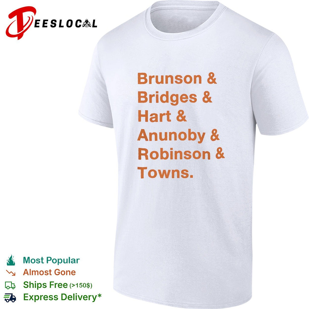 Brunson Bridges Hart Anunoby Robinson Towns New York Knicks NBA Players shirt