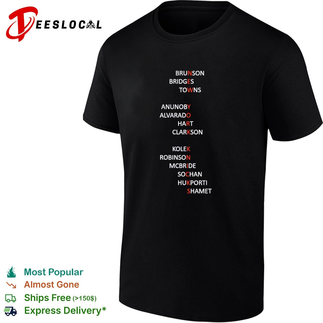 Brunson Bridges Towns Anunoby Alvarado Hart Clarkson Kole Robinson Mcbride Knicks shirt