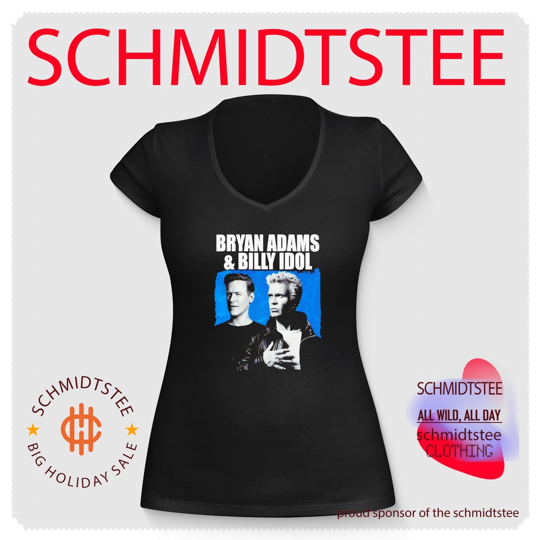 Bryan Adams and Billy Idol rock music musician portrait shirt