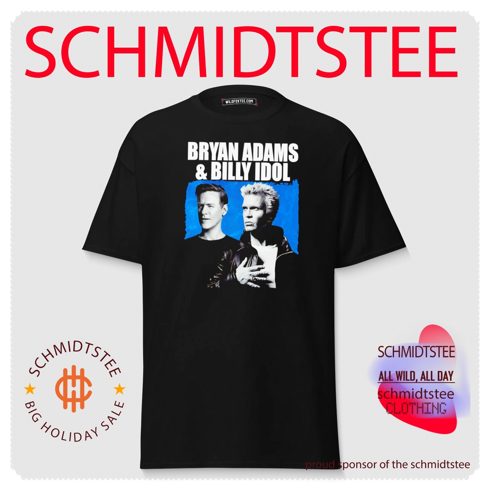 Bryan Adams and Billy Idol rock music musician portrait shirt