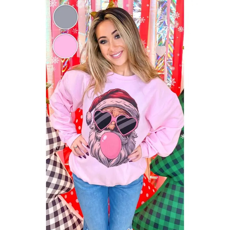 Bubble Gum Santa Christmas Graphic Sweatshirt T-Shirts, Hoodie | TeeBloomCo.com