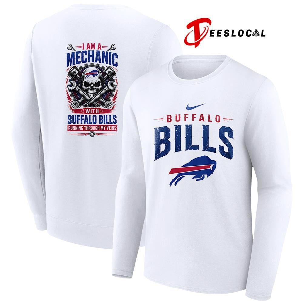 Buffalo Bills I am a mechanic running through my veins skeleton shirt