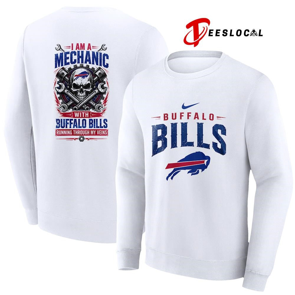 Buffalo Bills I am a mechanic running through my veins skeleton shirt