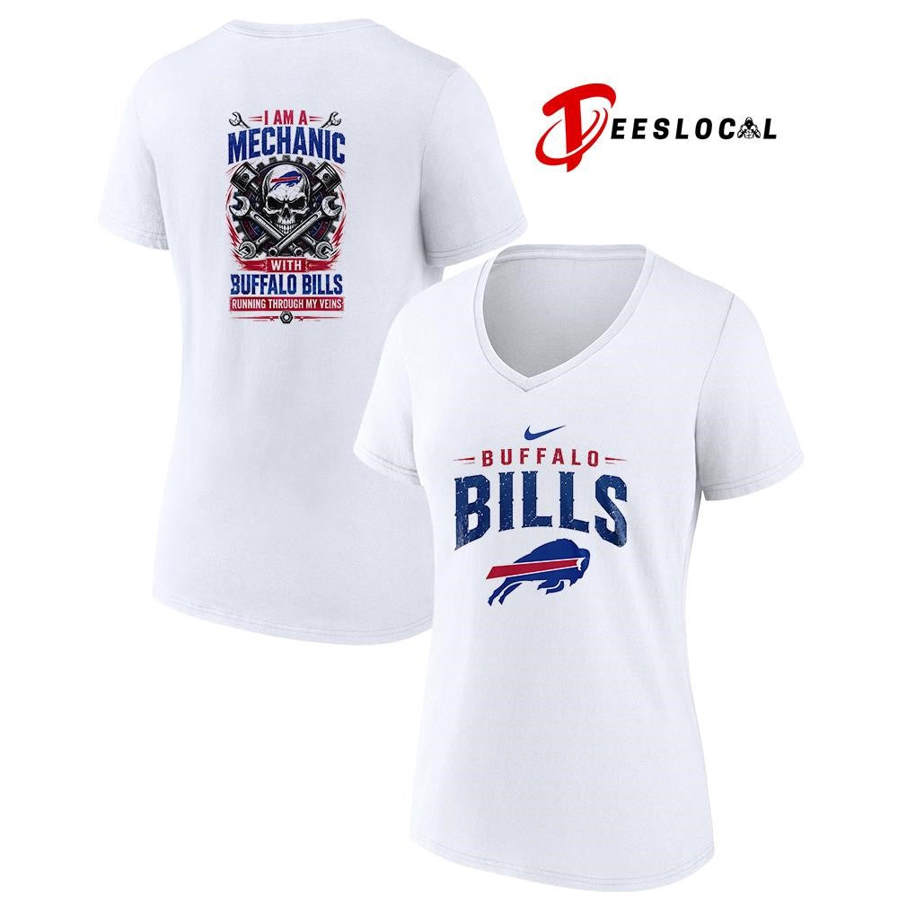 Buffalo Bills I am a mechanic running through my veins skeleton shirt