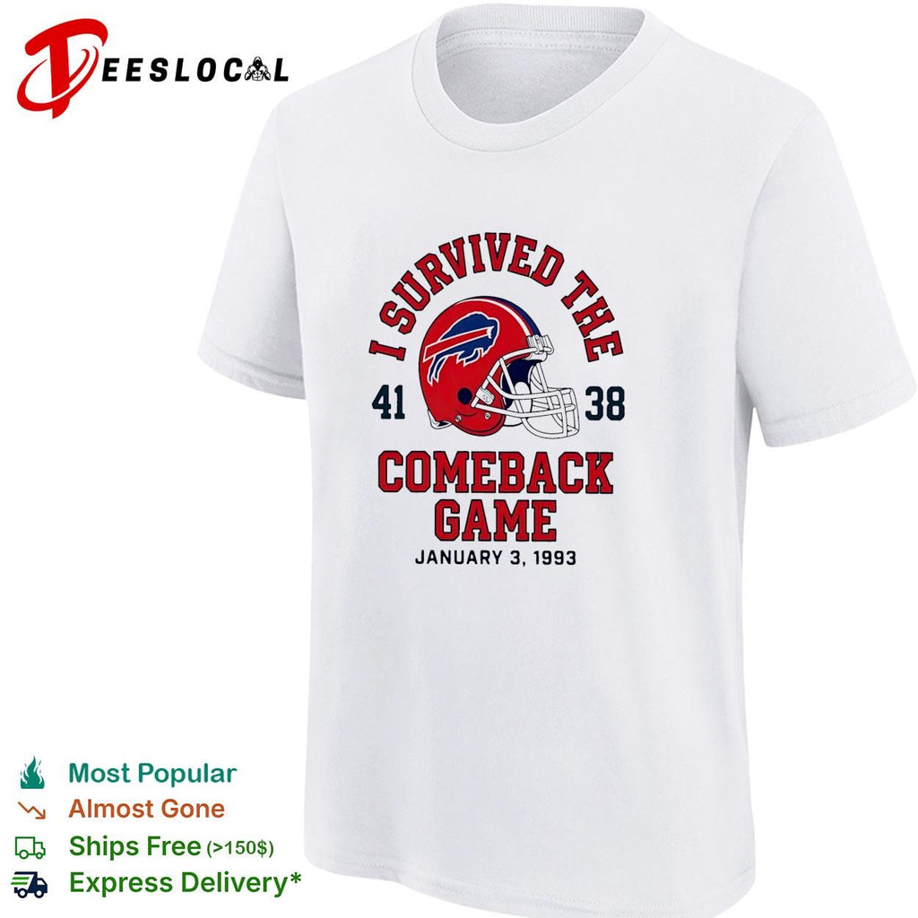 Buffalo Bills I survived the comeback game 41-38 January 3 1993 vintage shirt