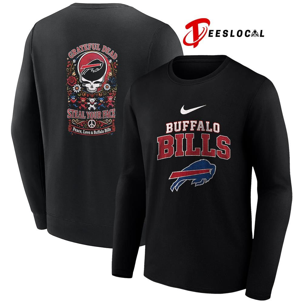 Buffalo Bills x Grateful Dead steal your face peace love logo shirt