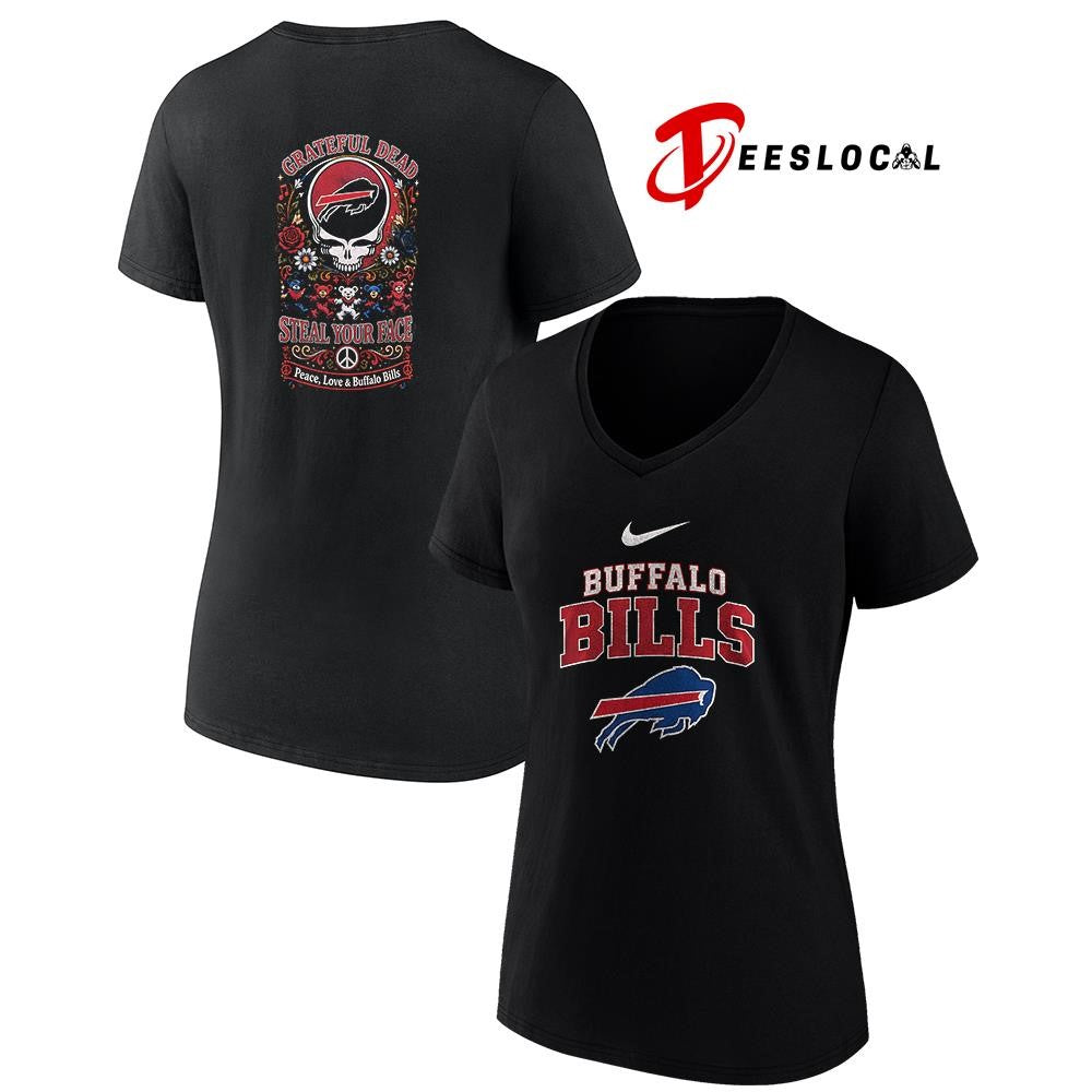 Buffalo Bills x Grateful Dead steal your face peace love logo shirt