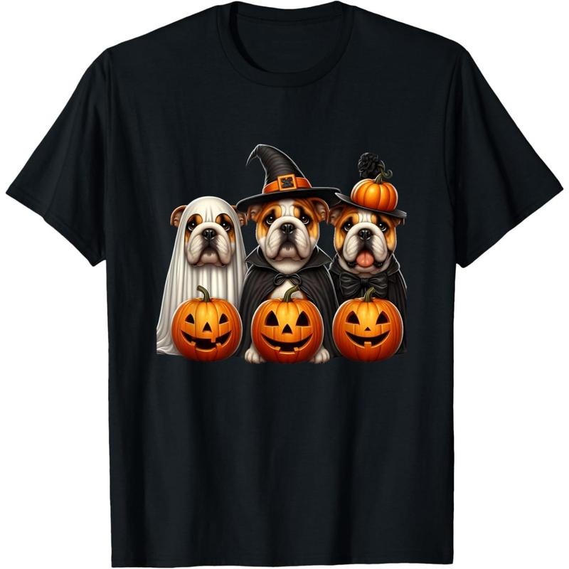 Bulldog Ghost Halloween Dog Lovers T-Shirt . made in usa Hoodie, Sweatshirt | TeeBloomCo.com
