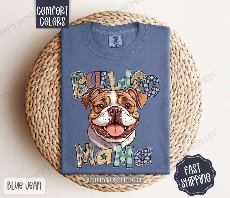Bulldog Mama Comfort Colors, Dog Mom Tee, Cute Women's Tshirt Hoodie, Sweatshirt | TeeBloomCo.com