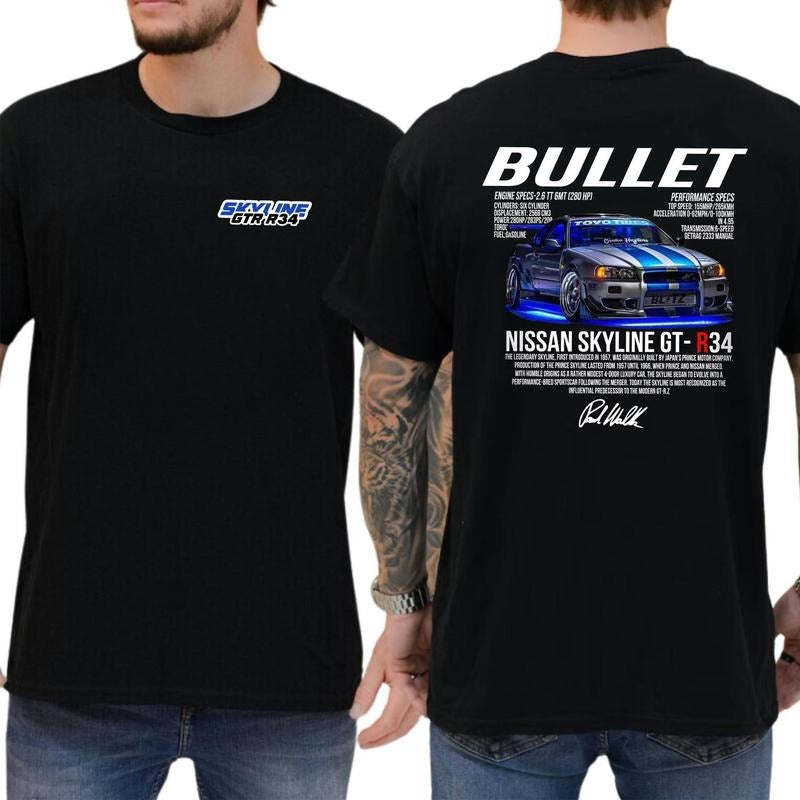 Bullet Skyline Nissan Gtr T-shirt Fast Car T-shirt Soft Fabric Short Sleeve Shirt Hoodie, Sweatshirt | TeeBloomCo.com