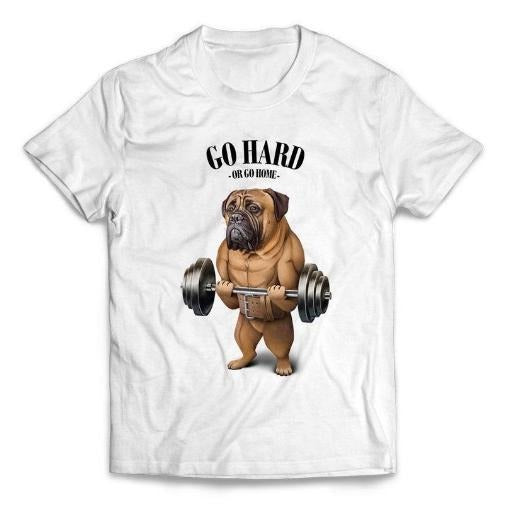 Bullmastiff Dog Weightlifting in Fitness Gym - Short-Sleeve Unisex T-Shirt Made in USA Hoodie, Sweatshirt | TeeBloomCo.com