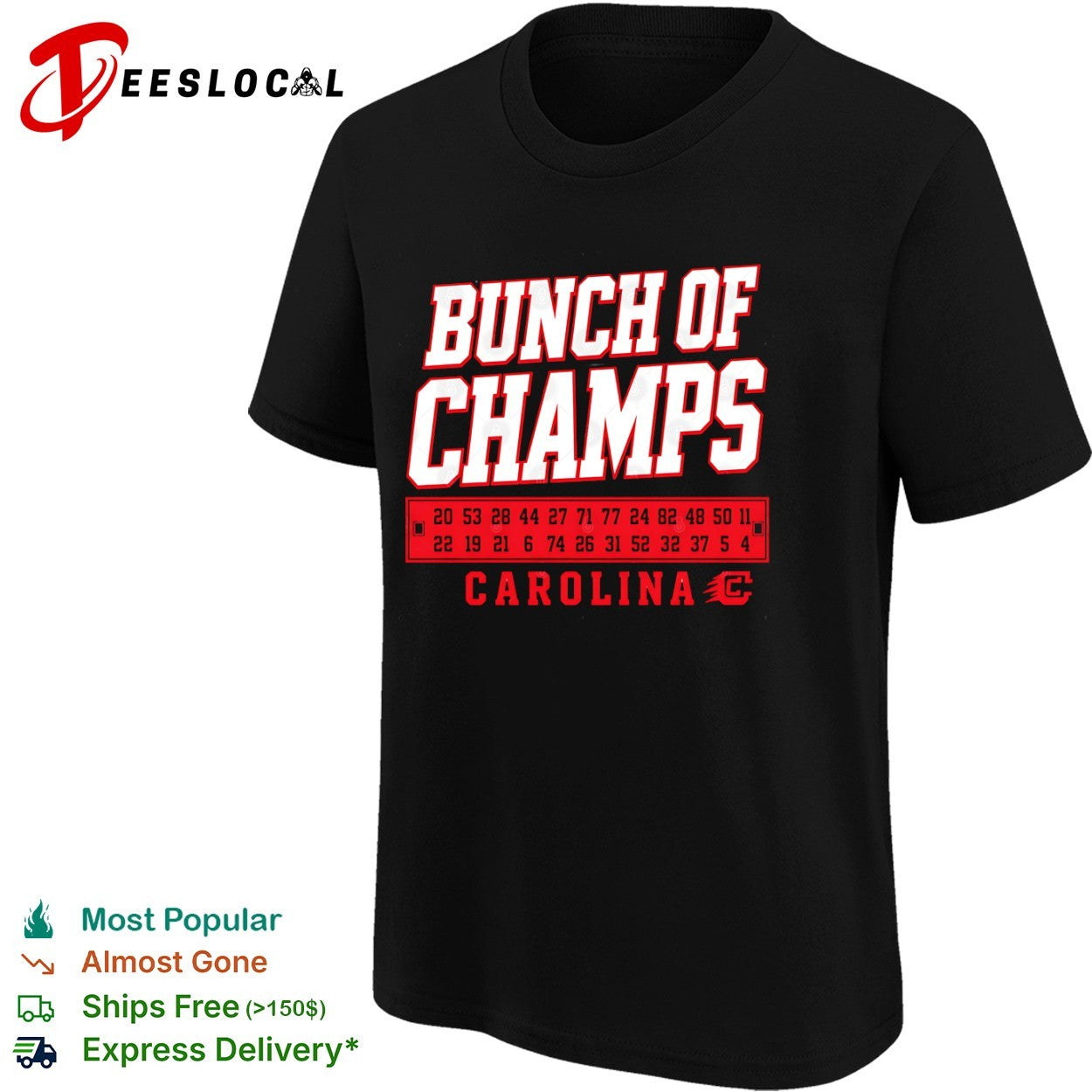 Bunch of Champs Carolina Hurricanes Roster Numbers shirt