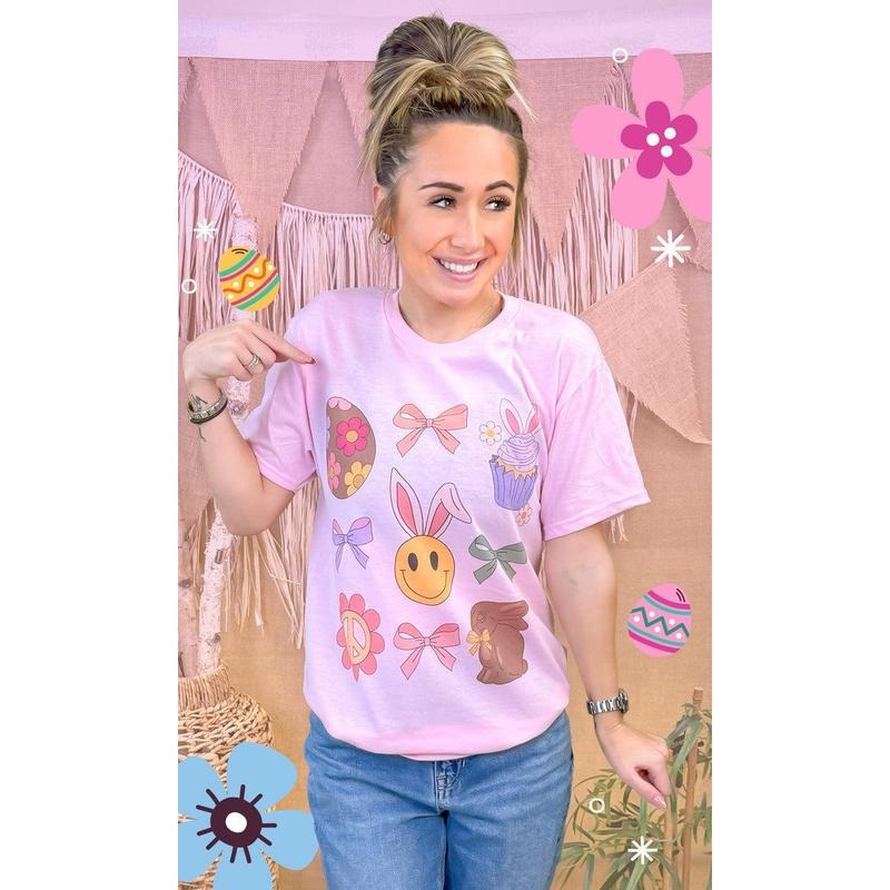 Bunnies and Bows Easter Graphic T-Shirt Hoodie, Sweatshirt | TeeBloomCo.com