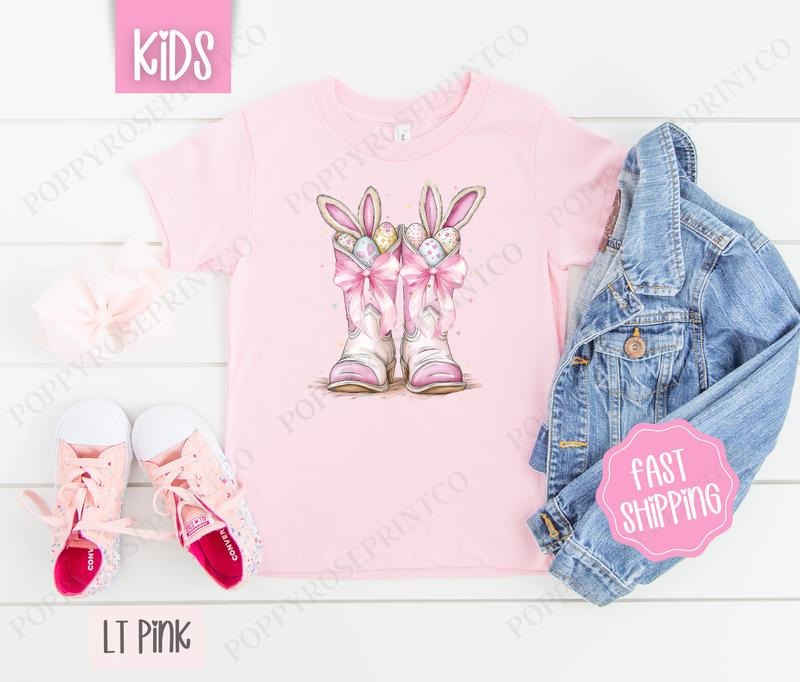 Bunny Boots Kids Shirt - Easter Children's Tshirt - Cute Youth Tee Gildan Hoodie, Sweatshirt | TeeBloomCo.com