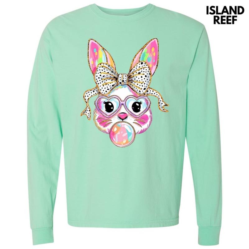 Bunny Coquette Brushstroke Long Sleeve Comfort Colors T-Shirt 'NLB' Hoodie, Sweatshirt | TeeBloomCo.com