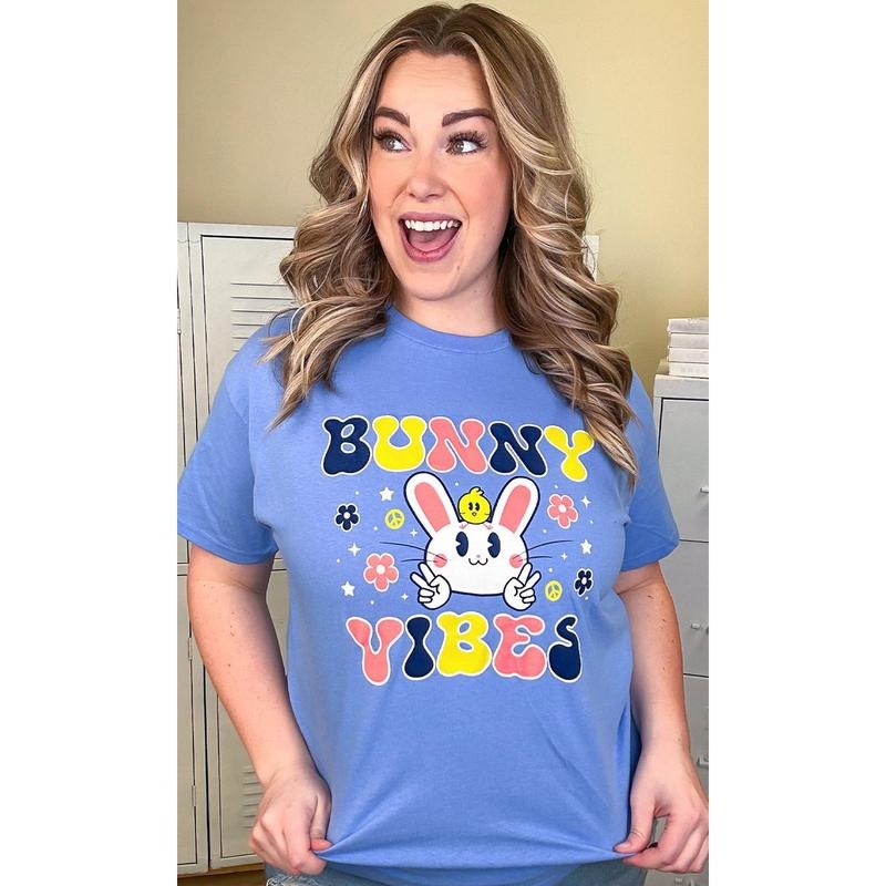 Bunny Vibes Adult Graphic T-Shirt Hoodie, Sweatshirt | TeeBloomCo.com