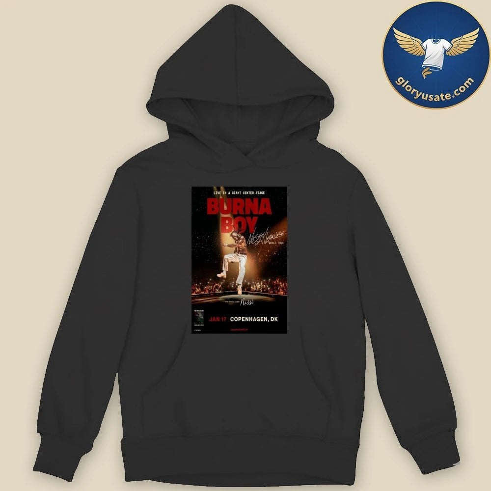 Burna Boy January 17 2026 Copenhangen, DK Concert Poster Shirt