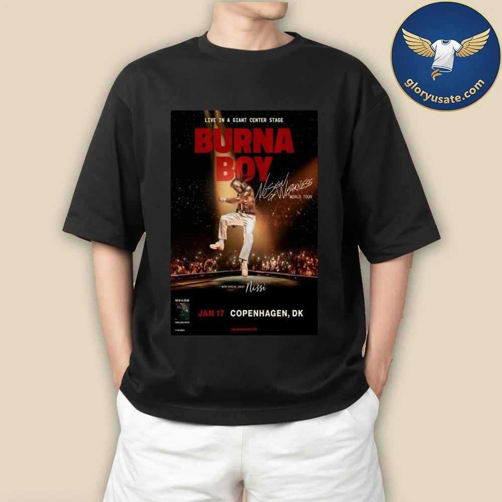 Burna Boy January 17 2026 Copenhangen, DK Concert Poster Shirt
