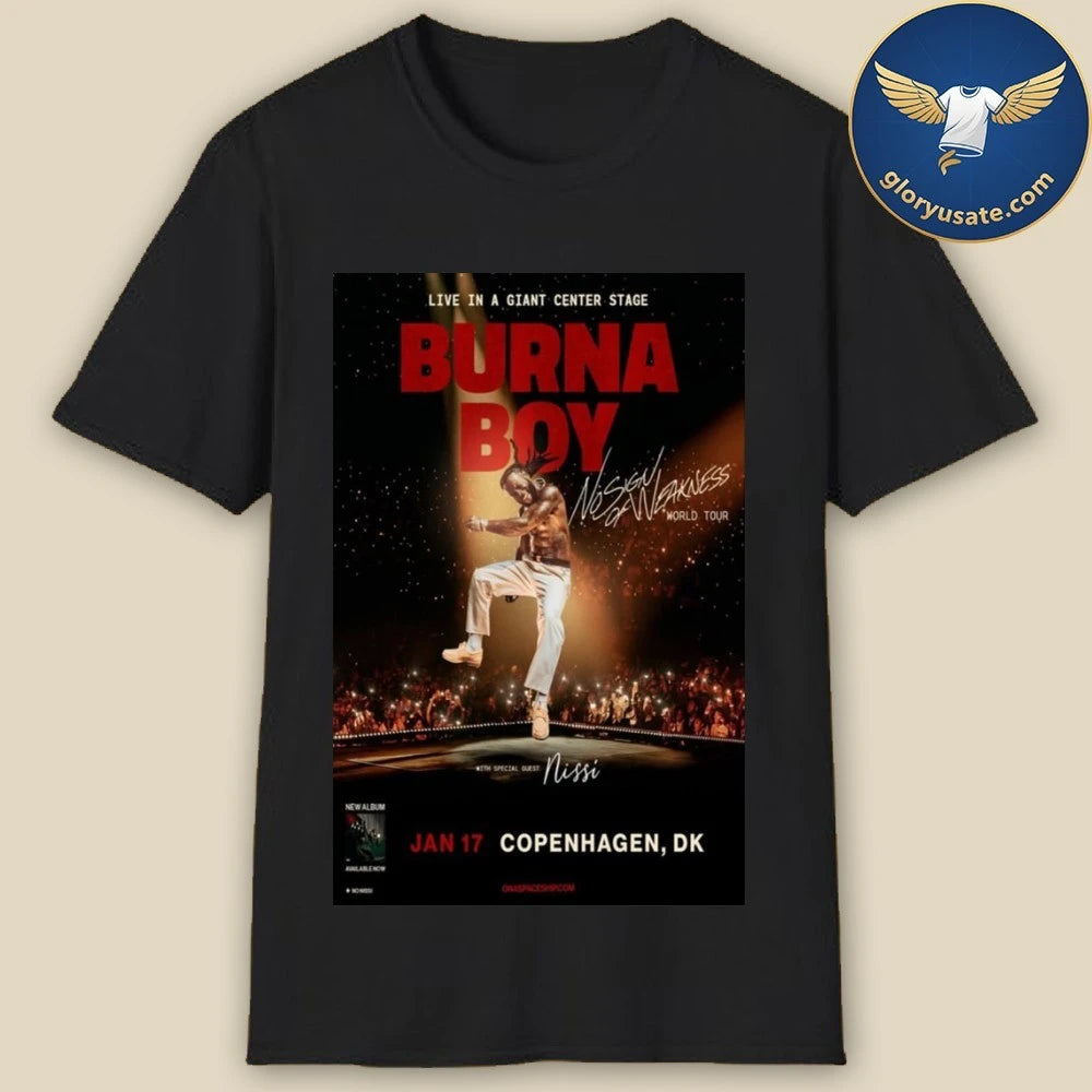 Burna Boy January 17 2026 Copenhangen, DK Concert Poster Shirt