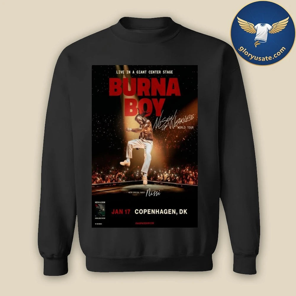 Burna Boy January 17 2026 Copenhangen, DK Concert Poster Shirt