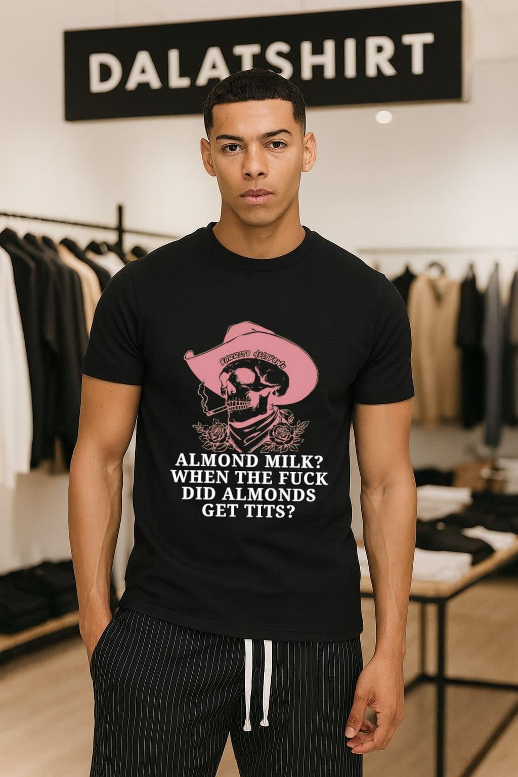 Burrito Meltdown Cowboy Skull Roses Almond Milk When Do Almonds Get Tits shirt