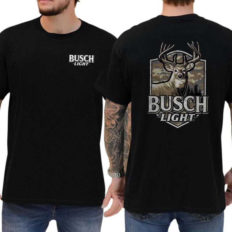 Busch Light Buck Camo Shield T-shirt Soft Fabric Short Sleeve Shirt Cotton Top Menswear Hoodie, Sweatshirt | TeeBloomCo.com