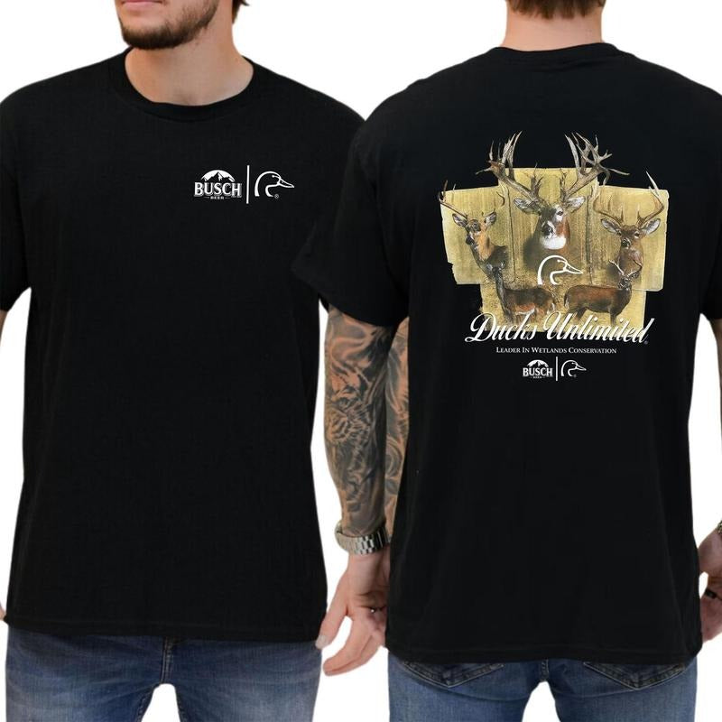 Busch Light Ducks Unlimited Buck T-shirt Soft Fabric Short Sleeve Shirt Cotton Top Menswear Hoodie, Sweatshirt