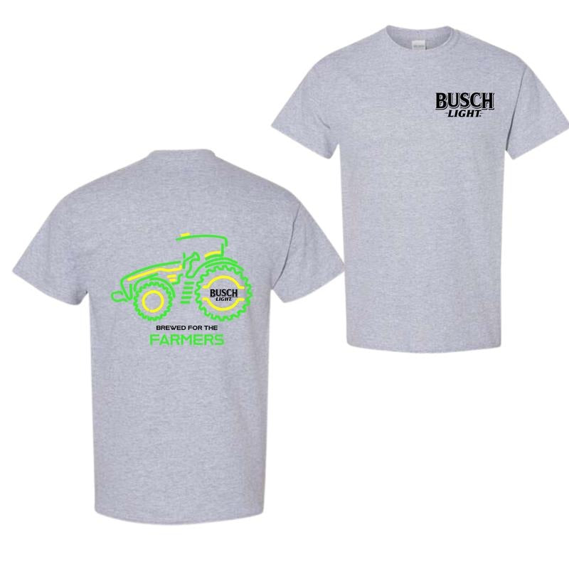 Busch Light Farmers Tractor 2-sided T-shirt, Busch Light T shirt Full Color For Men And Women Classic Cotton Hoodie,...