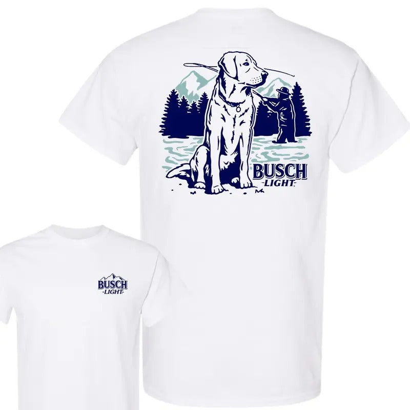 Busch Light Fly Fishing with Dog Tshirt Outdoor Hoodie, Sweatshirt | TeeBloomCo.com