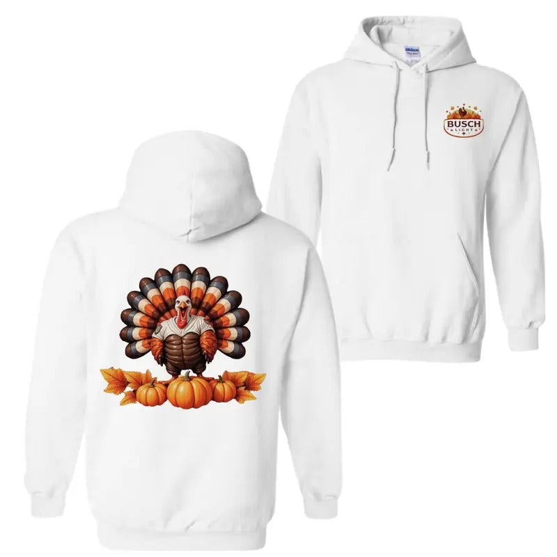 Busch Light Thanksgiving Hoodie, T-Shirt, Fun Festive Strong Turkey Sweatshirt | TeeBloomCo.com