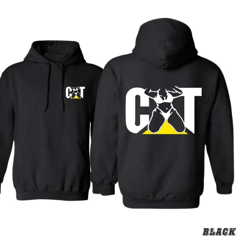 CAT Hoodie - Bold Design Featuring Construction Equipment Graphics, Unisex Hoodie for Comfort and Rugged Style -...
