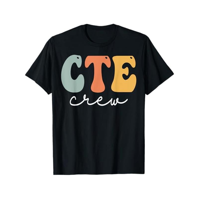 CTE Crew Retro Groovy Vintage Happy First Day Of School T-Shirt, 100% Cotton, Halloween Thanksgiving Christmas Gift for...