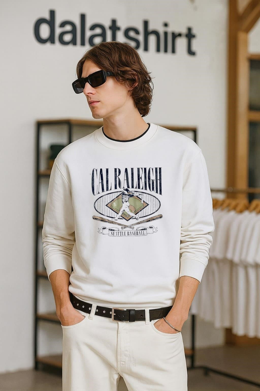 Cal Raleigh Seattle Baseball Field Crossed Bats Banner shirt
