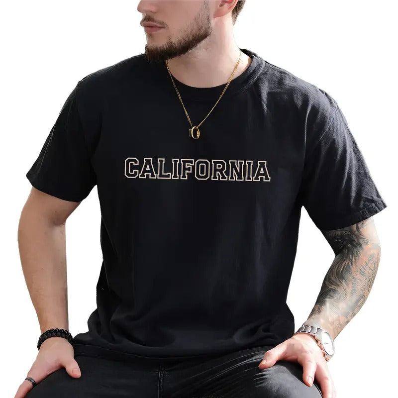 California Graphic Tee, State Custom Men T-shirt, Customized Place Name Shirt, Personalized Custom Text Clothing, Gift...