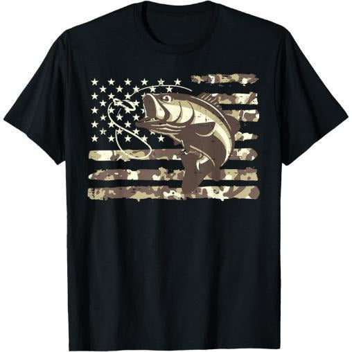 Camo US Flag Bass Fish Cool Fishing Patriotic Men T-Shirt Made in USA Hoodie, Sweatshirt | TeeBloomCo.com