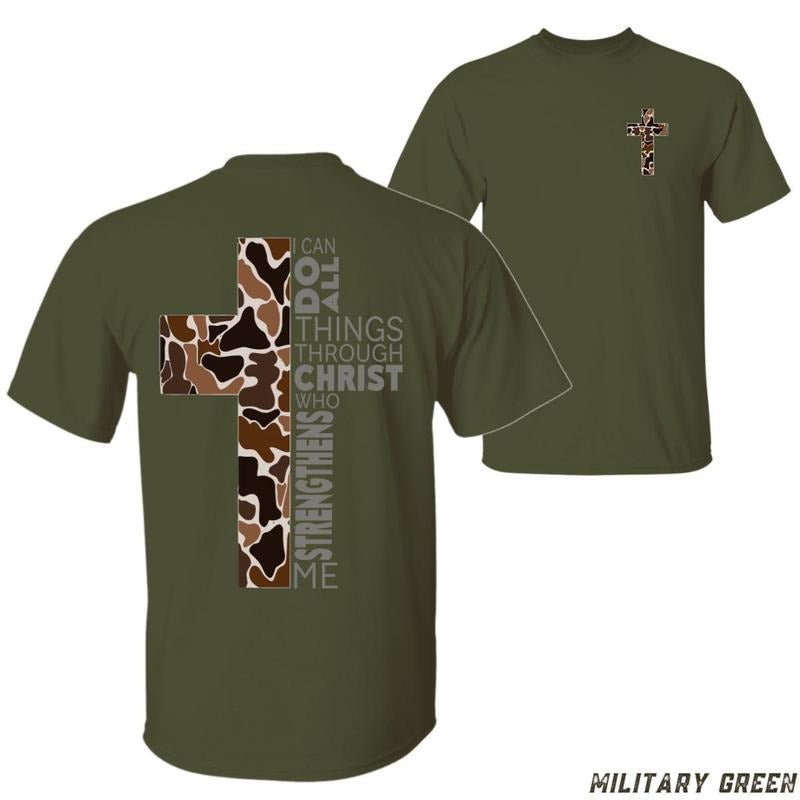 Camouflage Cross T-shirt Inspirational Scripture With Bold Cross Design Perfect For Christian Apparel And Faithful Wear...