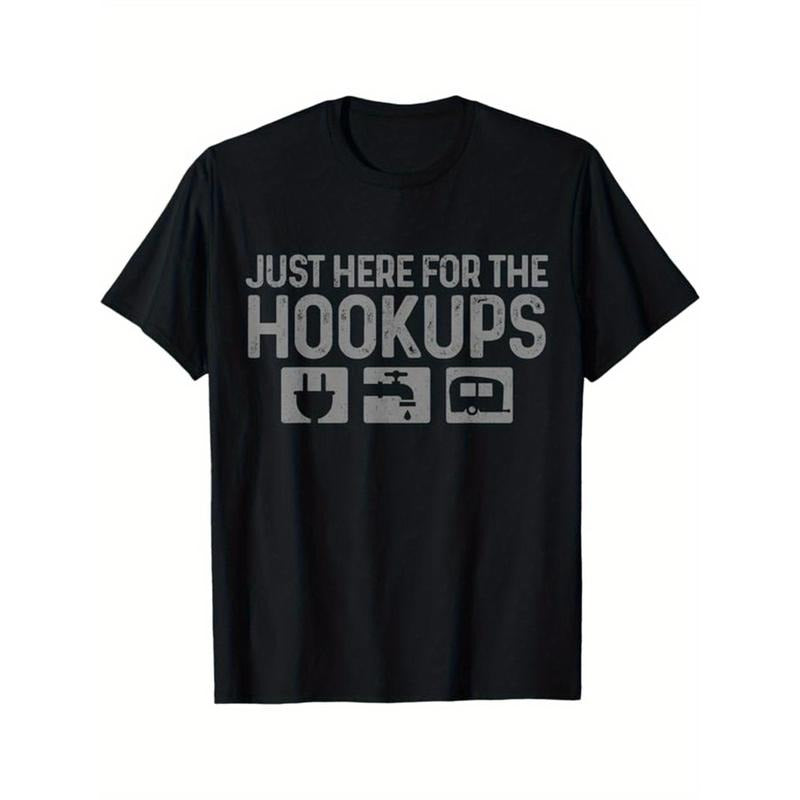 Camping Printed Men's Cotton Graphic T-shirt, Casual Short Sleeve Crew Neck T-shirt, Men's Tee For Outdoor made in...