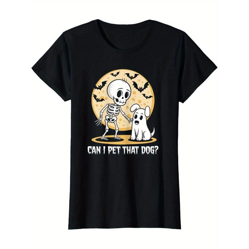 Can I Pet That Dog? Skeleton Ghost Dog Full Moon Halloween Men's T-Shirt made in usa Hoodie, Sweatshirt | TeeBloomCo.com