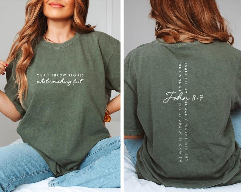 Can't Throw Stones While Washing Feet Christian Shirts Christian Tshirts Bible Verse Shirt Christians T Shirts Jesus...