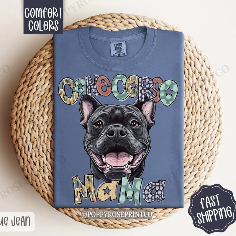 Cane Corso Mama Comfort Colors, Dog Mom Tee, Cute Mama Women's Tshirt Hoodie, Sweatshirt | TeeBloomCo.com