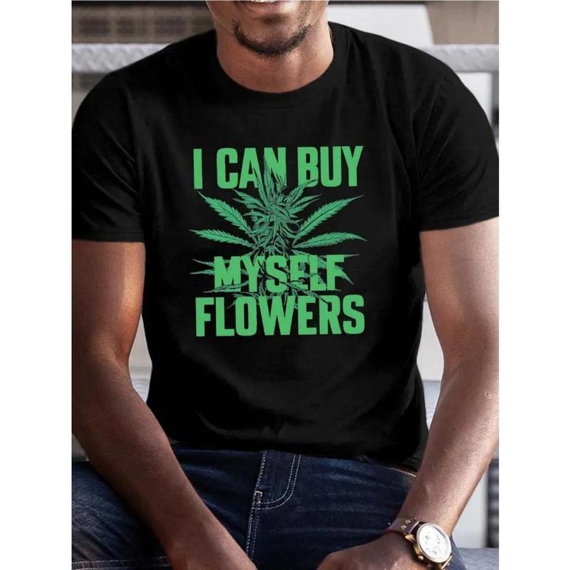 Cannabis Flowers Graphic Print for Men Couple Fashion T-Shirt, Street Short Sleeve Cotton T-Shirt, Comfort-Fit Crew Neck...