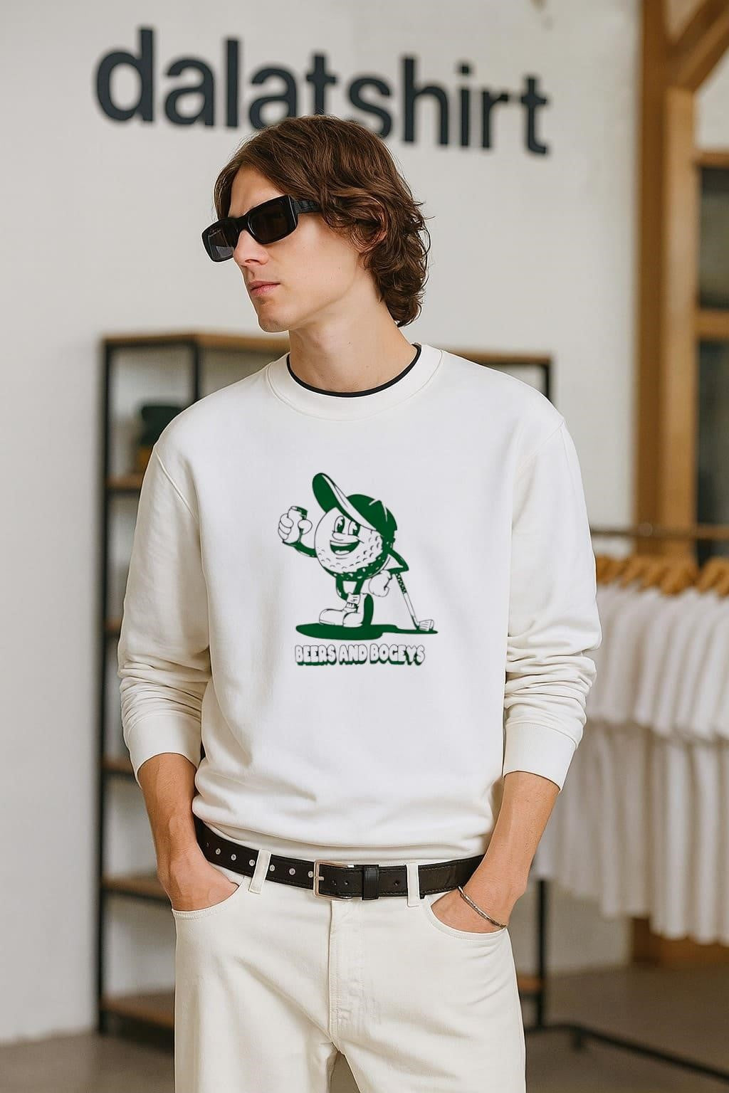 Captain Cocktail Beers and Bogeys cartoon golf ball character shirt
