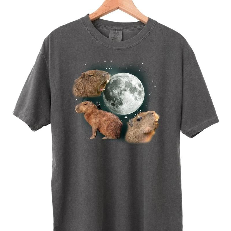 Capybara Moon Vintage Shirt, 90s Bootleg Graphic Tee, Retro Be Cappy Shirt, Trendy Shirts, Adult Unisex Relaxed Graphic...